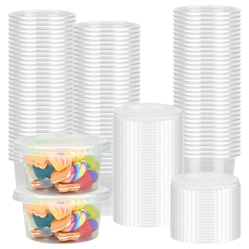 50 Stück Aufbewahrungsdosen mit Deckel, 5.3OZ/150ML Auslaufsichere Frischhaltedosen Kunststoff Vorratsdosen mit Deckel Gefrierdosen Containers für Soßen, Dips, Gewürze, Ketchup Dose, Mikrowellenfest von YancLife