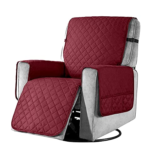 YancLife Sesselschoner mit Taschen, Sesselschoner für Fernsehsessel 1 Sitzer Taschen Sesselüberwurf Waschbar Sesselschutz Haustieren für Zuhause mit Kindern und Haustieren Hund - Small/Wine Red von YancLife