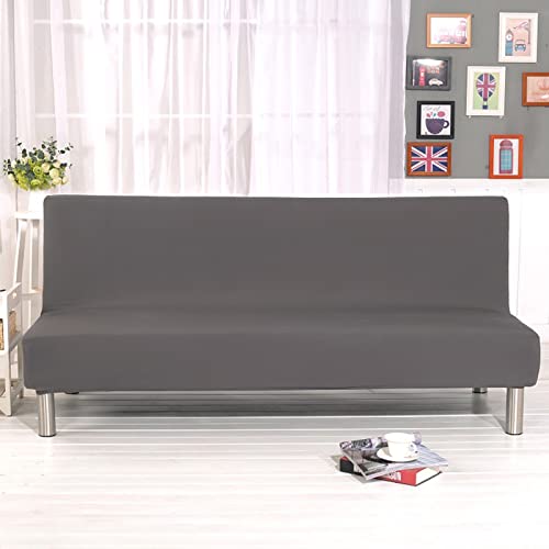 YancLife Sofabezug 3 sitzer Ohne Armlehne, Stretch sofahusse ohne armlehne sofaüberwurf, Sofahusse Stretch Bettcouch Schonbezug Einfarbig für Klappcouch ohne Armlehnen (Grau) von YancLife
