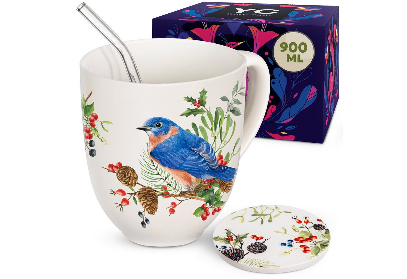 Yang Chai Becher 900ml, große Teetasse - Jumbotasse Geschenkset mit Untersetzer, Pozellan, Kaffeetasse, Riesentasse, Jumbo Tasse Yang Chai Becher 900ml, große Teetasse - Jumbotasse Geschenkset mit Untersetzer, Pozellan, Kaffeetasse, Riesentasse, Jumbo Tasse von Yang Chai