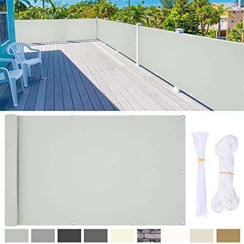 YangAera Balkon Sichtschutz, 70 x 800cm Balkon Abdeckung mit Ösen und Kabelbinder, Blickdichte Wasserfest Windfest und UV-Schutz Balkonverkleidung, für Balkongeländer Terrasse Garten (Hellgrau) von YangAera