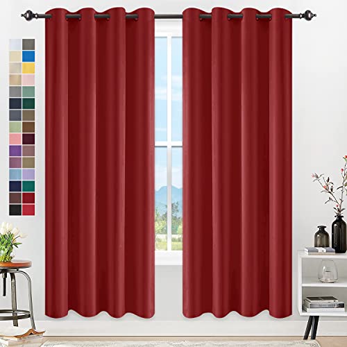 YangAera Gardinen Vorhänge Blickdicht Thermovorhang Kälteschutz Blickdichte Vorhang mit Ösen Gardienen 180X230CM Verdunklungsvorhang für Schlafzimmer Blackout CurtainWohnzimmer-Rot von YangAera