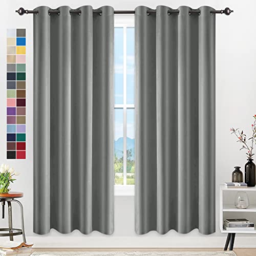 YangAera Gardinen Vorhänge Blickdicht Thermovorhang Kälteschutz Blickdichte Vorhang mit Ösen Gardienen 280X230CM Verdunklungsvorhang für Schlafzimmer Blackout CurtainWohnzimmer-Grau von YangAera