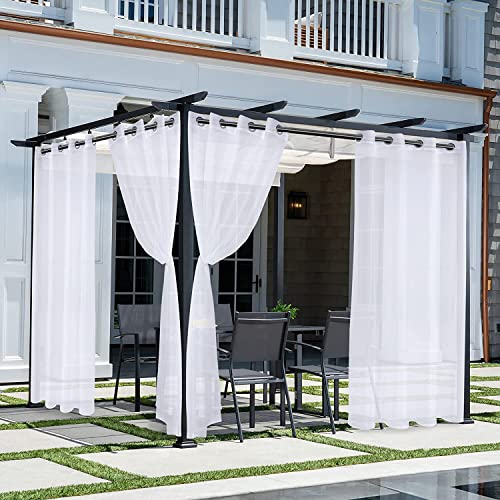 YangAera Outdoor Vorhang Transparent mit Ösen 1 Stücke B155xH213cm Wasserdicht Sichtschutz Sonnenschutz Outdoor Gardinen, Outdoorvorhänge für Balkon Terrasse & Pavillon Pergola von YangAera