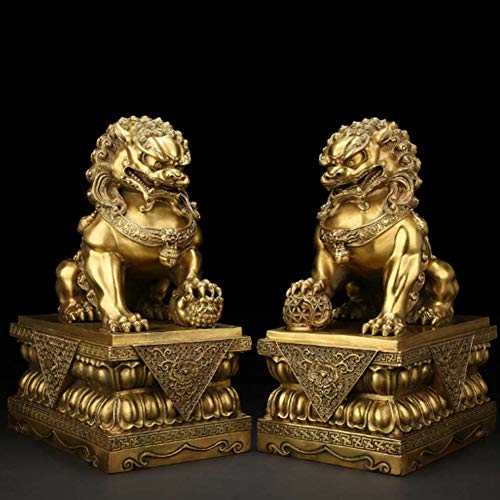 YangQianWen EIN Paar Lion Statue von Feng Shui, Hund Dekor Wächter-Löwe ​​FOO Chinese Wohlstand Symbol für Reichtum, Beste Dekoration Geschenk (W1.18 L1.57 * H * 2.75 „) von YangQianWen