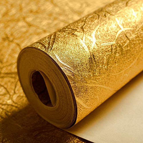 Moderne-Wandtapete, dick, wasserdicht, goldfarbene Folie, Flimmertapete, Hoteldecke, Dekoration, Bar, Tapete, Rolle,PVC, gold, 1.73' W x 32.8' L von YangYun Home Decoration