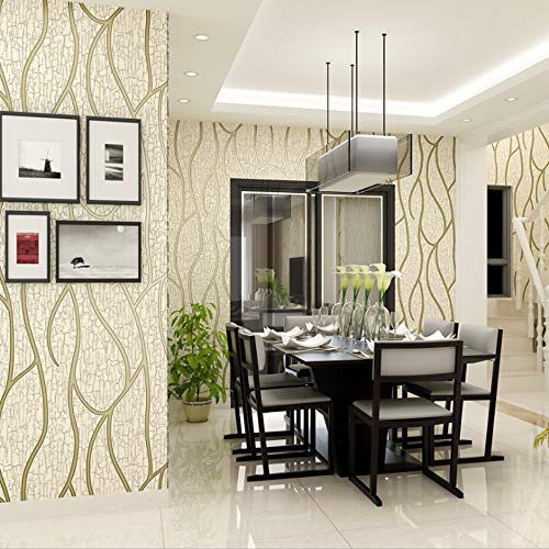 YangYun Home Decoration Moderne einfache 3D-Imitat-Tapete aus Hirschleder, Vlies, geschwungenes Wellenmuster, nicht geklebt, für Wohnzimmer, Schlafzimmer, mandelfarben, 0,53 m x 10 m = 5,3 m² von YangYun Home Decoration