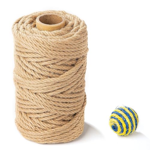 Yangbaga Natural Sisal Seil 6mm Ersatz Alte DIY Zubehör String ideal für den Austausch Katze Baum Griffoir (100m) von Yangbaga