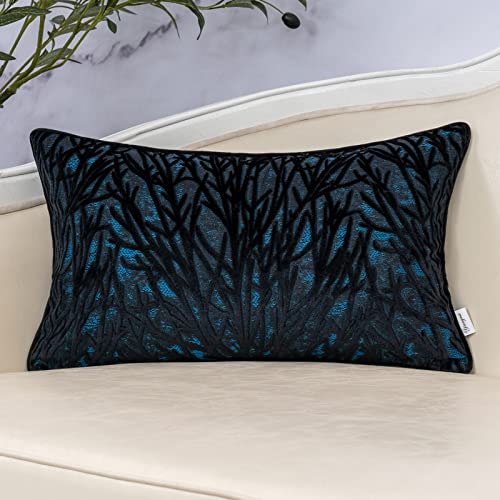 Yangest Schwarze Zweige Lendenwirbel-Kissenbezug Zweige Samt Kissenbezug Neutral Rechteck Kissenbezug für Sofa Couch Schlafzimmer Wohnzimmer Heimdekoration, 30,5 x 50,8 cm von Yangest