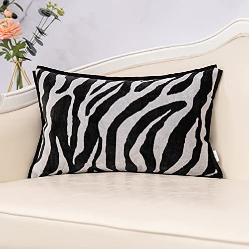 Yangest Zebra-Samt-Kissenbezug, Schwarz und Weiß, dekorativer Kissenbezug, 30,5 x 50,8 cm, moderner Kissenbezug für Sofa, Couch, Schlafzimmer, Wohnzimmer, Heimdekoration von Yangest