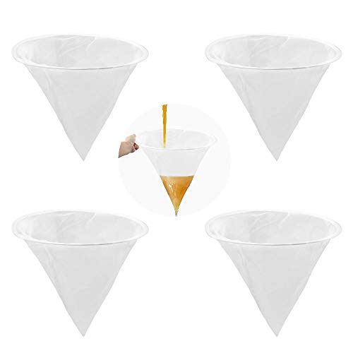 4 Stück Honigfilter, Imkerei Sieb Honig Filter aus Nylon mit Metall Kreis Kegelförmiger Honigfilter Werkzeug für Honigverarbeitung/Extraktion und Filter von Yangfei