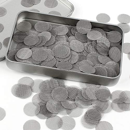 300 Stück Tabakpfeife Filter 15mm Edelstahl Pfeife Rauchen Pfeifen Rohr Sieb Einlegesiebe Pfeifensiebe mit Aufbewahrungsbox (Silber) von Yangfei
