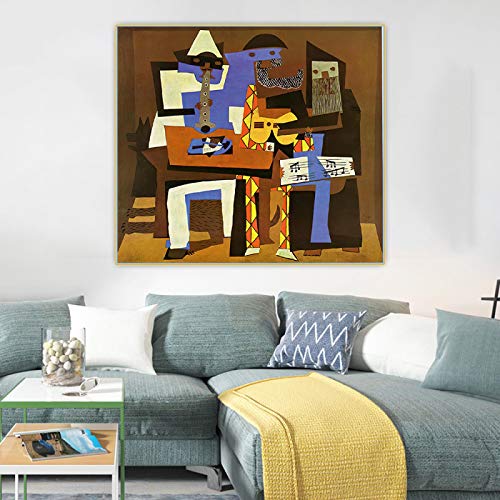 Canvas Prints Pablo Picasso《Three Musicians》Canvas Oil Painting Artwork Poster Decorative Picture Home Living Room Decor 70x70cm Frameless von Yangld