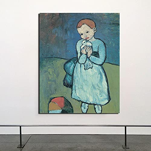 Kind mit einer Taube Pablo Picasso Leinwand Gemälde Drucke Wohnzimmer Dekoration Wandkunst Ölgemälde Poster Bilder 40 x 60 cm rahmenlos von Yangld
