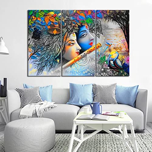 The Lord Radha And Krishna Hindu Paintings Canvas Art Prints Wall Picture For Home Decoration Modern Canvas Poster 60x90cm-3Pcs Frameless von Yangld