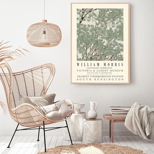 Yangld Abstraktes William Morris-Druckposter, botanische Blume, Vogel, Leinwandgemälde, florale Wandkunst, Bilder, Wohnzimmerdekoration, 60 x 90 cm, rahmenlos von Yangld