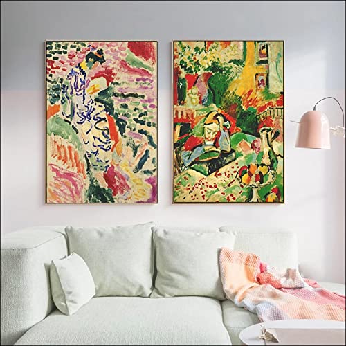 Yangld Henri Matisse Abstraktes Mädchen Lesen Leinwand Malerei Poster Drucken Wandkunst Bild Wohnzimmer für Wohnzimmer Wohnkultur 60x90cm-2Pcs Frameless von Yangld
