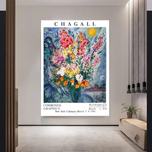 Yangld Marc Chagall Abstrakte Frau, Blume, Meerjungfrau, Zirkus, Poster, nordischer Wand-Kunstdruck, Leinwandgemälde, Bilder für Raumdekoration, 70 x 100 cm, ohne Rahmen von Yangld