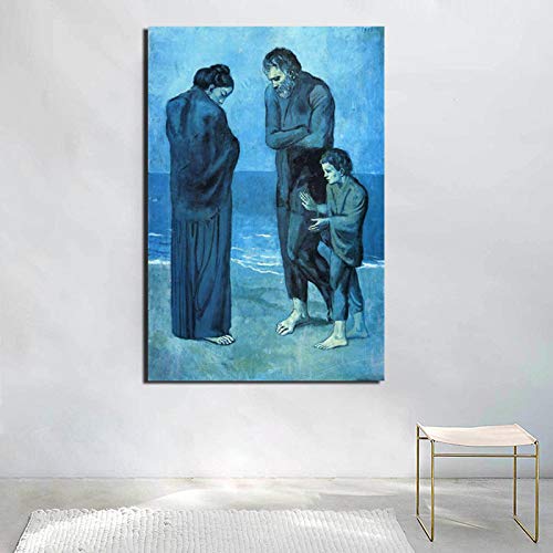 Yangld Tragödie Pablo Picasso Wandkunst Leinwand Poster und Drucke Leinwand Gemälde Dekoratives Bild Büro Wohnzimmer Wohnkultur 60x90cm Rahmenlos von Yangld