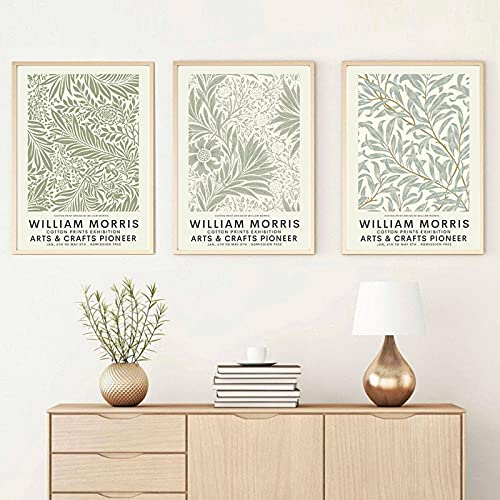 Yangld William Morris Museum Ausstellung Galerie Wandkunst Nordic Poster Leinwand Malerei Drucke Wandbilder für Wohnzimmer Dekor 30x50cm-3 Stück rahmenlos von Yangld