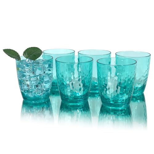 Yanglonghui 26-Ounce Plastic Tumblers (Set of 6), Reusable Plastic Mugs, BPA-Free Acrylic to Drink Mugs, Shatter Resistant, Textured Interior, Dishwasher Safe (Cyan, 15 Onuce) von Yanglonghui