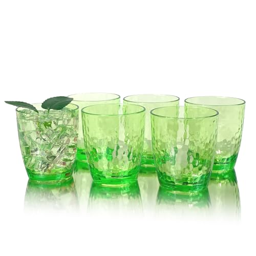 Yanglonghui 26-Ounce Plastic Tumblers (Set of 6), Reusable Plastic Mugs, BPA-Free Acrylic to Drink Mugs, Shatter Resistant, Textured Interior, Dishwasher Safe (Green, 15 Onuce) von Yanglonghui