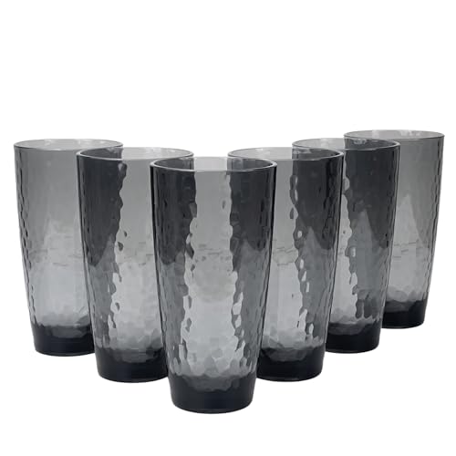Yanglonghui 26-Ounce Plastic Tumblers (Set of 6), Reusable Plastic Mugs, BPA-Free Acrylic to Drink Mugs, Shatter Resistant, Textured Interior, Dishwasher Safe (Grey, 26 Ounce) von Yanglonghui
