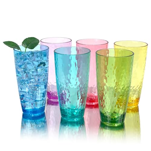 Yanglonghui 26-Ounce Plastic Tumblers (Set of 6), Reusable Plastic Mugs, BPA-Free Acrylic to Drink Mugs, Shatter Resistant, Textured Interior, Dishwasher Safe (Multi Color, 26 Ounce) von Yanglonghui