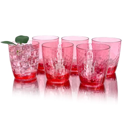 Yanglonghui 26-Ounce Plastic Tumblers (Set of 6), Reusable Plastic Mugs, BPA-Free Acrylic to Drink Mugs, Shatter Resistant, Textured Interior, Dishwasher Safe (Red, 15 Onuce) von Yanglonghui