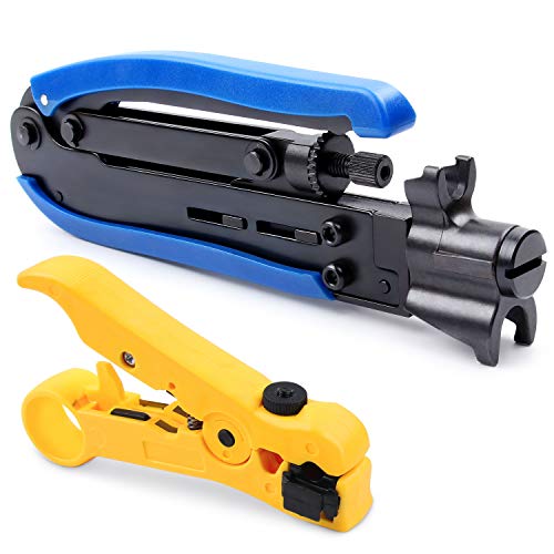 Yangoutool Koaxialkabel-Crimper-Set, Koaxialkabel-Kompressionswerkzeug, einstellbar RG6 RG11 RG59 75-5 75-7 Koaxialkabel-Abisolierzange Yangoutool Koaxialkabel-Crimper-Set, Koaxialkabel-Kompressionswerkzeug, einstellbar RG6 RG11 RG59 75-5 75-7 Koaxialkabel-Abisolierzange von Yangoutool