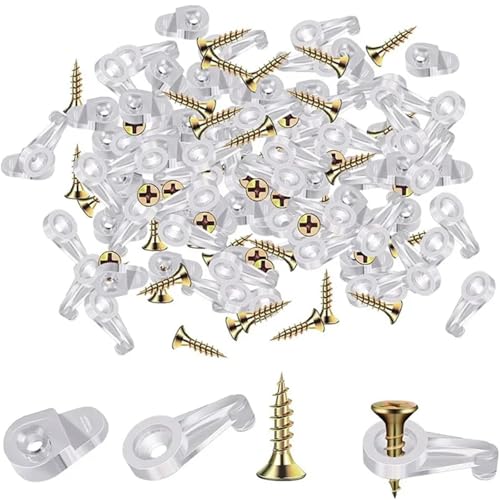 Glashalter-Clips aus Kunststoff, für Spiegel, mit Schrauben, Glasklemme, Hardware, transparent, 200 Stück von Yangshe