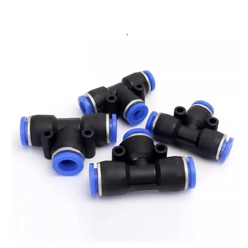 Pneumatische Armaturen, 50 Stück, Luftverschraubung, Schnellverbindung, T-Form, Kunststoffrohr, Wasserschlauch, 4 mm, 6 mm, 8 mm, 10 mm, 12 mm für Rohre, Luftleitung (PE-12) von Yangshe