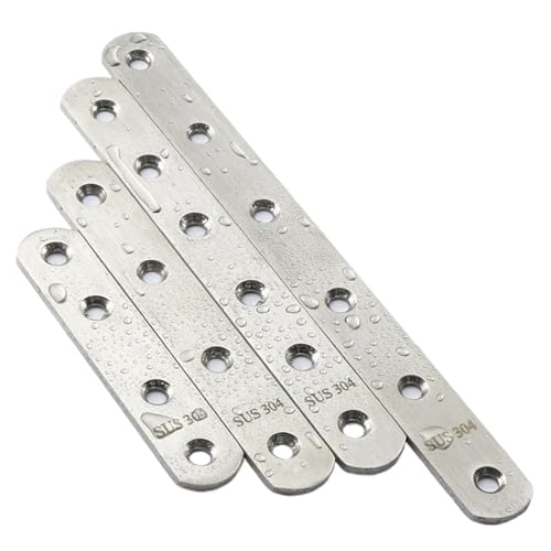Winkelklammern, 10 Stück, 304 Edelstahl, flache Halterungen, Metall, gerade Reparatur, Reparatur mit Schrauben (127 x 20 mm, 10 Stück) von Yangshe