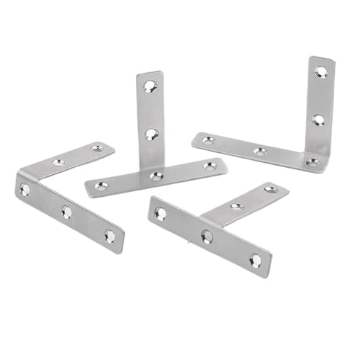 Winkelklammern, 4 Stück, Edelstahl, Eckcode, 90 Grad, rechtwinklig, Fixator, Dreieck, Eisen, Halterung, Verbindungsstück, Verstärkung, Hardware (T- (außen), 4 Stück von Yangshe