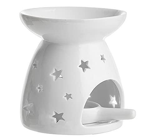 Yangtek Teelichthalter Duftlampe aus Keramik Aromalampe Öl Brenner weiß mit der Candle Löffel Aroma Diffuser Räucher Zubehör von Yangtek