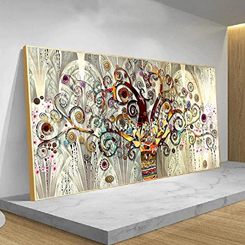 Yangxiaolei Wanddeko Wohnzimmer Lebensbaum von Gustav Klimt Landschaft Modern Schlafzimmer Leinwandbilder Wandbild Kunstdruck Wandbilder Wand Bild auf Leinwand 70x140cm(27.6x55.2inch) Rahmenlos von Yangxiaolei