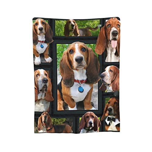 Lovely Basset Hound Flanelldecke für verschiedene Menschen und Jahreszeiten, geeignet für Bett, Sofa, Camping, Kino oder Reisen von Yangzhi