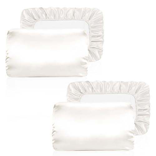 Yanideer 2 Stück Satin-Kopfkissenbezüge für Haar und Haut, Reisen, elastisches Band, kühlende Satin-Kissenbezüge, Standardgröße, Queensize-Bett Yanideer 2 Stück Satin-Kopfkissenbezüge für Haar und Haut, Reisen, elastisches Band, kühlende Satin-Kissenbezüge, Standardgröße, Queensize-Bett von Yanideer