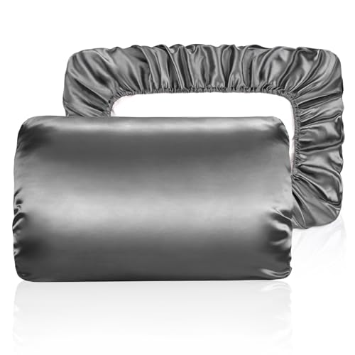 Yanideer Satin-Kissenbezug für Haar und Haut, Reisen, elastisches Band, kühlende Satin-Kissenbezüge – Satin-Kissenbezug, Kissenbezüge, Standardgröße Queen, Dunkelgrau Yanideer Satin-Kissenbezug für Haar und Haut, Reisen, elastisches Band, kühlende Satin-Kissenbezüge – Satin-Kissenbezug, Kissenbezüge, Standardgröße Queen, Dunkelgrau von Yanideer