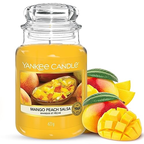 Yankee Candle Duftkerze im Glas| Mango Peach Salsa | Brenndauer bis zu 150 Stunden|Große Kerze im Glas von Yankee Candle