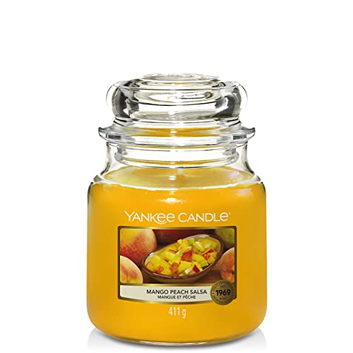 Yankee Candle Duftkerze im Glas (Mittelgroße im Glas) | Mango Peach Salsa | Brenndauer bis zu 75 Stunden von Yankee Candle