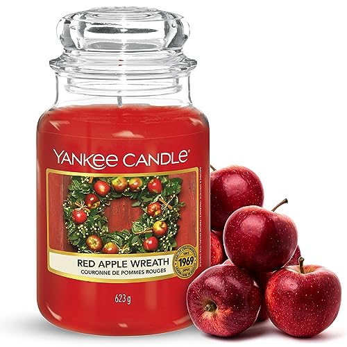 Yankee Candle Duftkerze im großen Jar, Red Apple Wreath, Brenndauer bis zu 150 Stunden von Yankee Candle