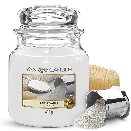 Yankee Candle Duftkerze im Glas| Baby Powder | Brenndauer bis zu 75 Stunden|Mittelgroße im Glas von Yankee Candle