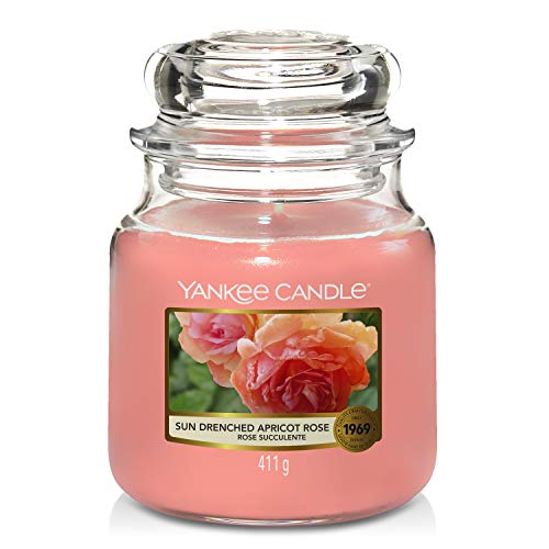 Yankee Candle Duftkerze im Glas (mittelgroß) | Sun-Drenched Apricot Rose | Brenndauer bis zu 75 Stunden von Yankee Candle
