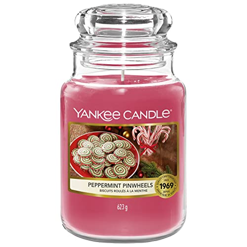 Yankee Candle Duftkerze | Große Peppermint Pinwheels Duftkerze im Glas | Snow Globe Wonderland Kollektion | Brenndauer: bis zu 150 Stunden von Yankee Candle