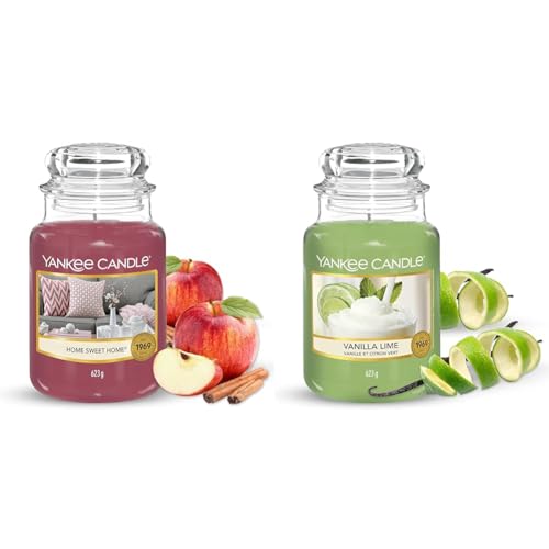 Yankee Candle Duftkerze | Home Sweet Home | Brenndauer bis zu 150 Stunden | Große Kerze im Glas & Duftkerze im Glas| Vanilla Lime | Brenndauer bis zu 150 Stunden| Große Kerze im Glas von Yankee Candle