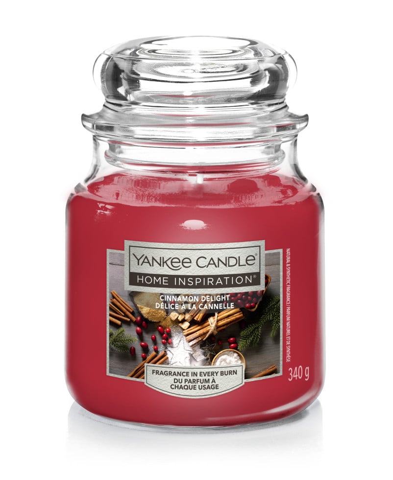 Yankee Candle Duftkerze Mittleres Glas Cinnamon Delight 340 g, rot Yankee Candle Duftkerze Mittleres Glas Cinnamon Delight 340 g, rot von Yankee Candle
