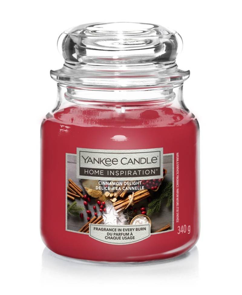 Yankee Candle Duftkerze Mittleres Glas Cinnamon Delight 340 g, rot Yankee Candle Duftkerze Mittleres Glas Cinnamon Delight 340 g, rot von Yankee Candle