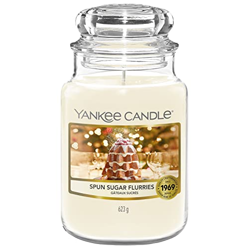 Yankee Candle Duftkerze | Große Spun Sugar Flurries Duftkerze im Glas | Snow Globe Wonderland Kollektion | Brenndauer: bis zu 150 Stunden von Yankee Candle
