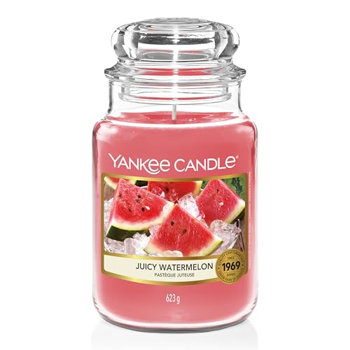 Yankee Candle Duftkerze im Glas (groß), Juicy Watermelon, Kerze mit langer Brenndauer bis zu 150 Stunden, optimale Geschenke für Frauen von Yankee Candle